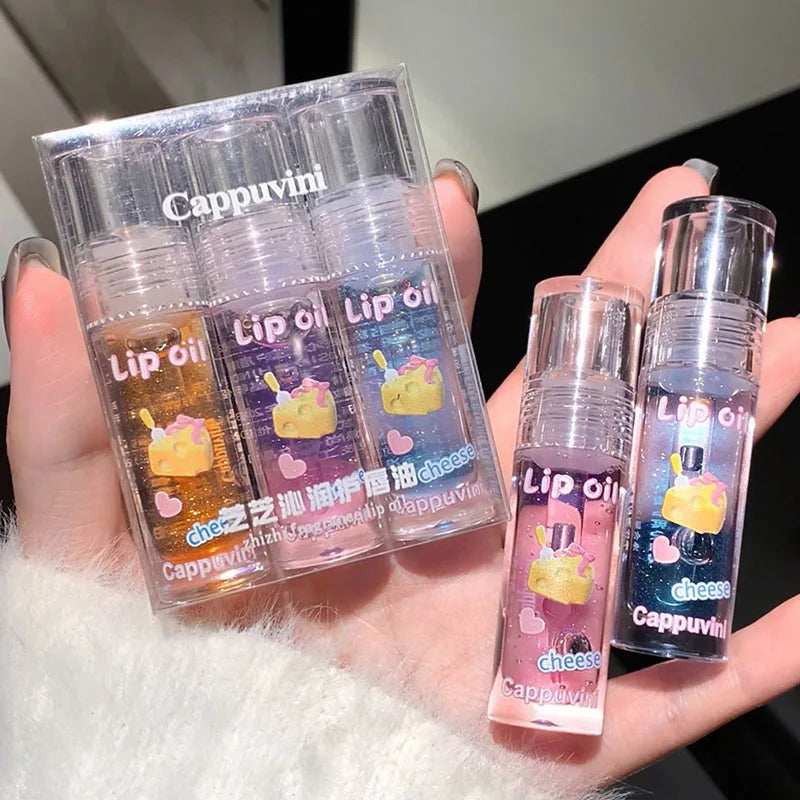 1/3pcs Crystal Jelly Lip Oil Moisturizing Transparent Lip Plumper Glitter Clear Fruit Lipgloss Hydrating Liquid Lipstick Makeup HIP