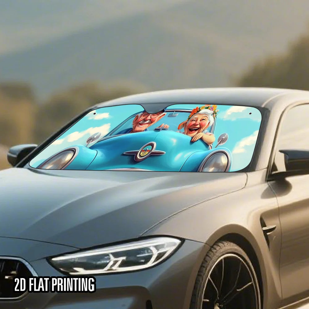Retro Grandma Car Sunshade – Foldable, 4 Suction Cups Car Sunshade HIP