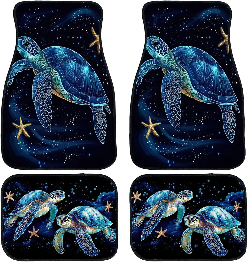 Sea Turtle & Starfish Car Floor Mats Set of 4 – Non-Slip Car Floor Mats HIP 1 one size