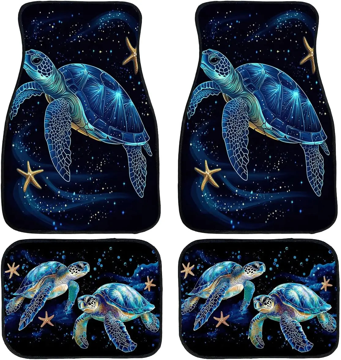 Sea Turtle & Starfish Car Floor Mats Set of 4 – Non-Slip Automotive Floor Mats HIP 1 one size