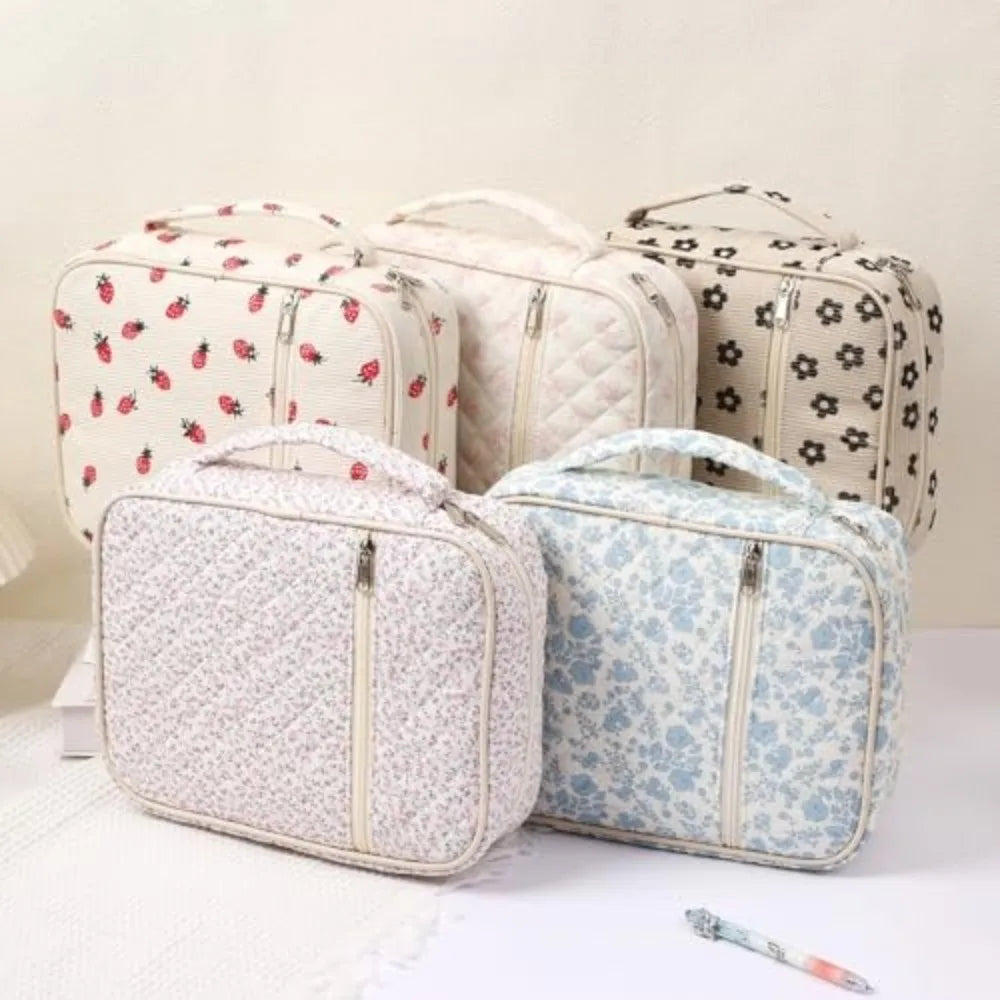 Floral Bible Cover Bag – Zipper Pocket, Handle, 100% Cotton Bible Cover Bag HIP
