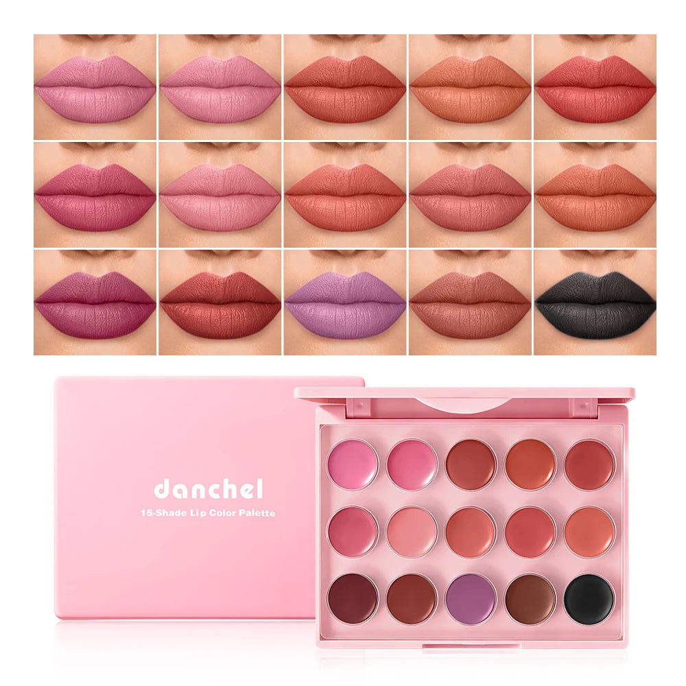 15 Colors Lipstick Palette Shimmer Lip Gloss Multi Use Lip Cheek Tint Waterproof Long Lasting Travel Friendly Women Gift Daily HIP 15colors