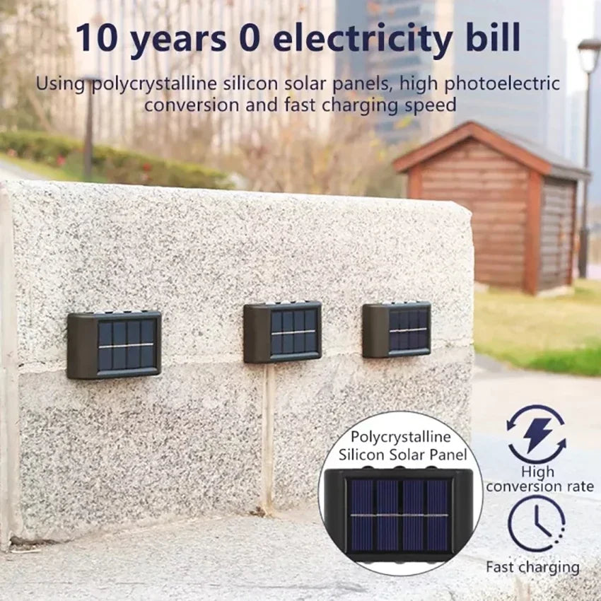 Heinast Solar Outdoor Wall Lamp IP65 Warm LED Up Down Light Solar Wall Light HIP