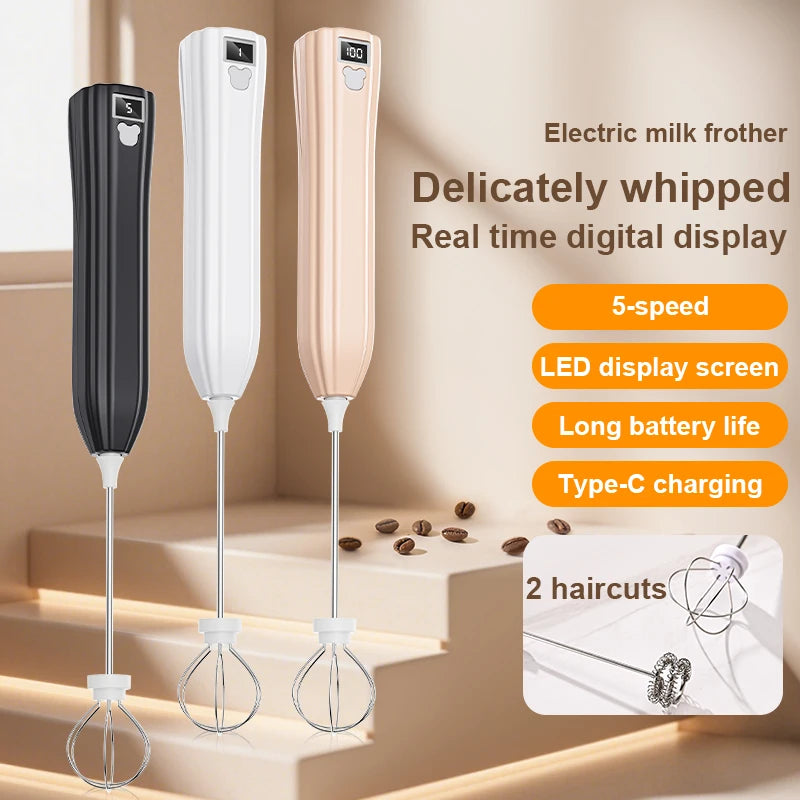 USB Handheld Electric Egg Beater & Mini Coffee Mixer – 5 Speed Handheld Electric Mixer HIP