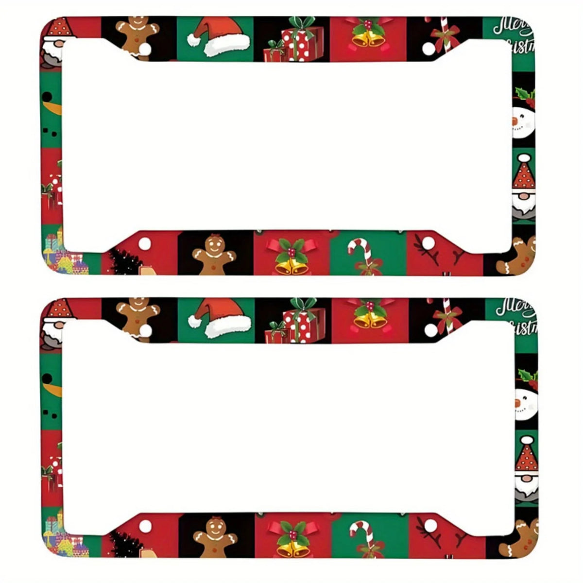 Christmas Aluminum License Plate Frame Set – Weather-Resistant License Plate Frame HIP 1