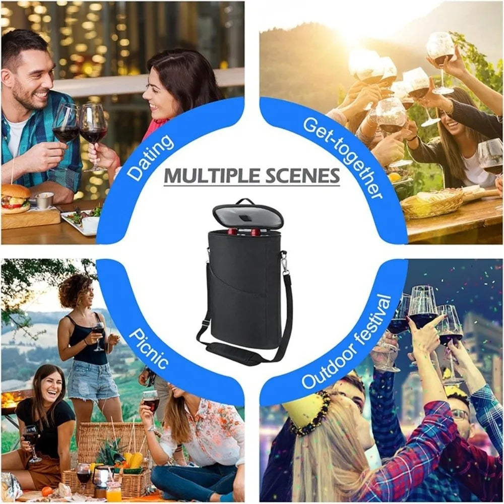 Insulated Leakproof Wine Cooler Bag with Shoulder Strap Insulated Wine Bag HIP