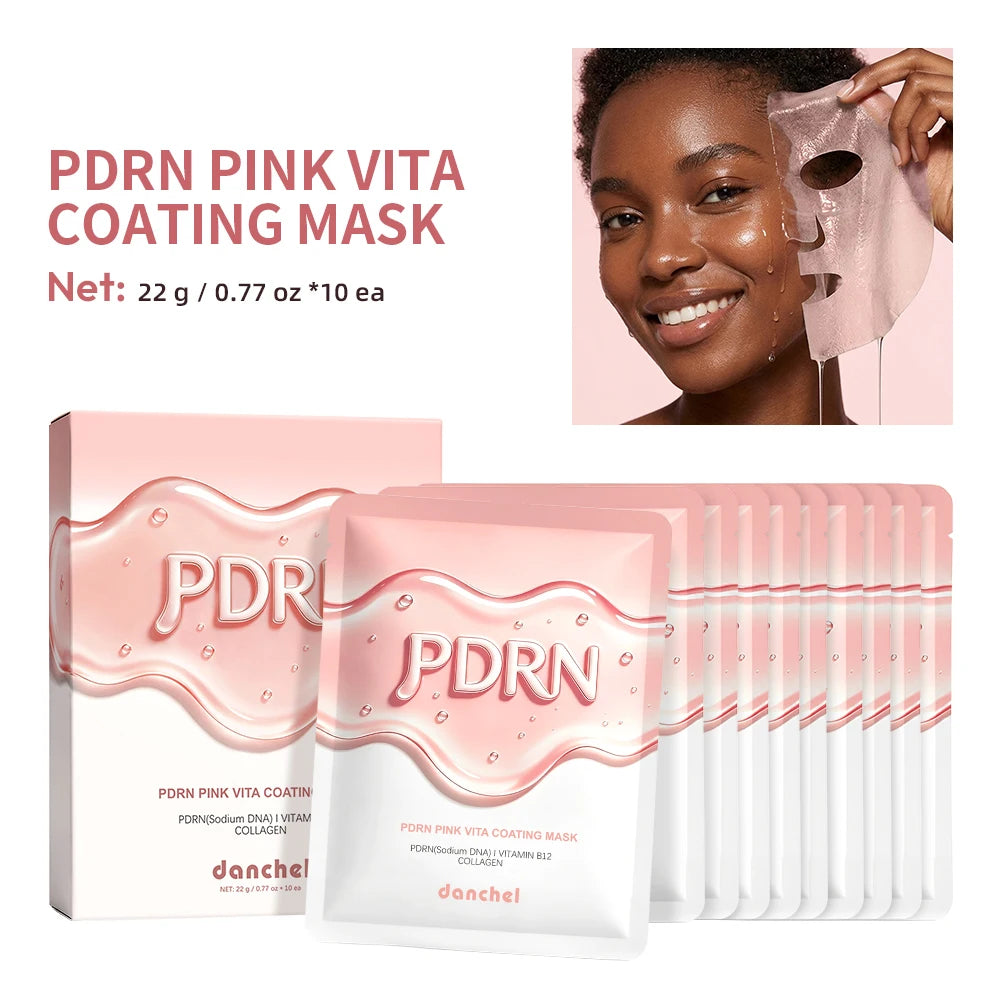 10Pcs Salmon DNA PDRN Pink Vita Coating Sheet Mask Korean Facial Mask Glass Skin Hydrating Firming Balancing Skin Home Skin Care HIP 10pcs 1 box