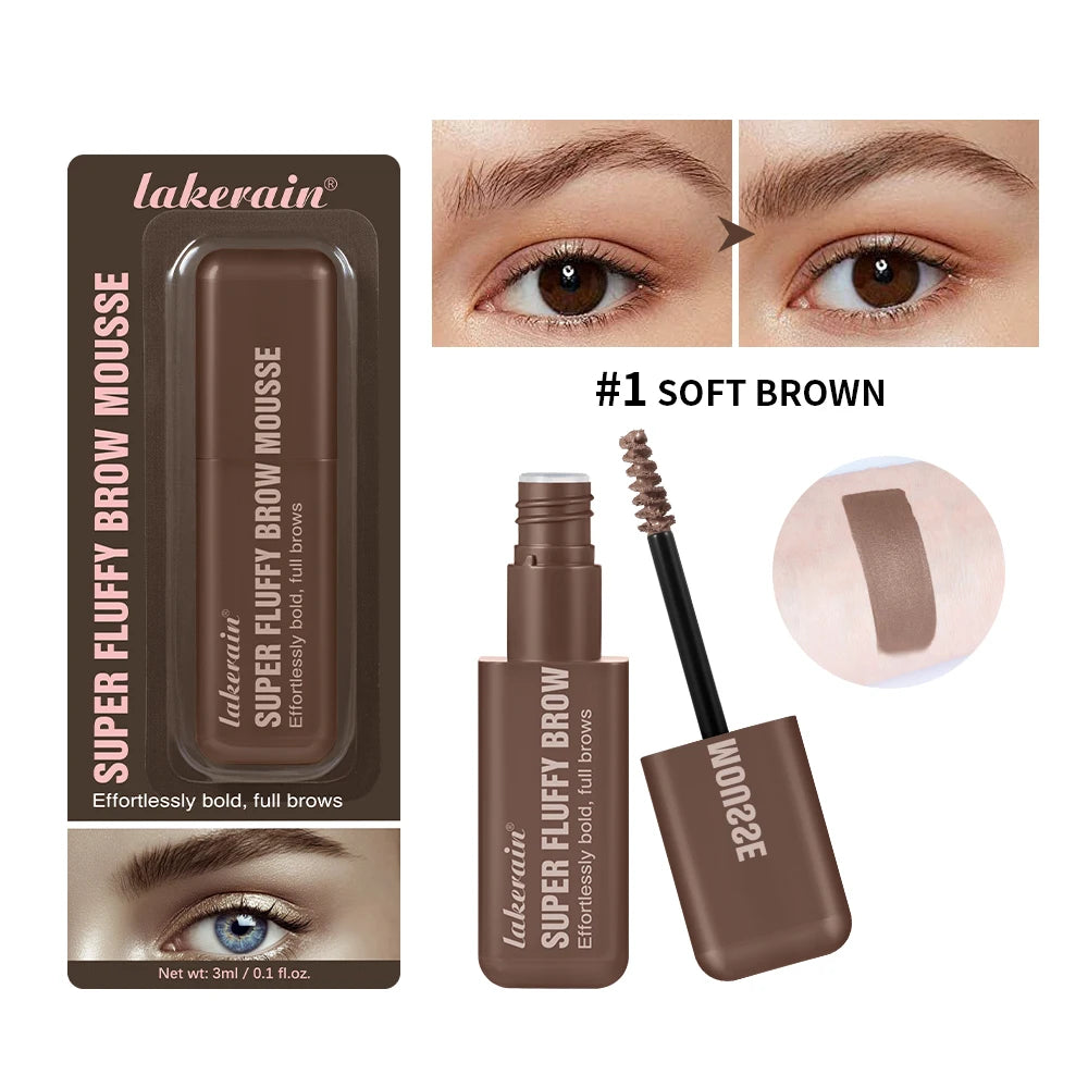 Superfluff Volumizing Brow Mousse Eyebrow Gel Thick Eyebrows Tint Tinted Brow Gel Multiple Color Long-Lasting Waterproof Makeup HIP 1 SOFT BROWN