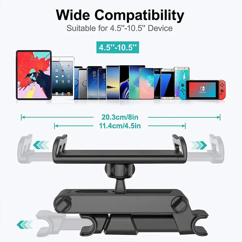 Car Headrest Phone & Tablet Holder – 360° Telescopic Arm Car Headrest Mount HIP