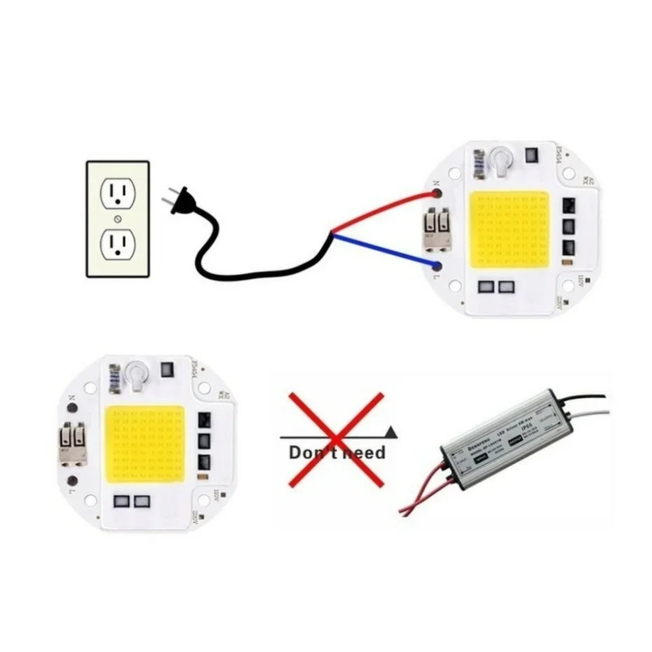 50W 70W 100W COB LED Chip AC 110V 220V – No Driver DIY COB LED Chip HIP
