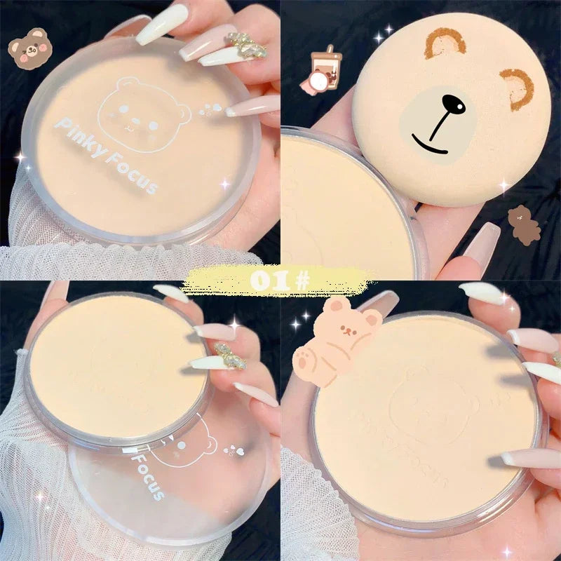 Pressed Powder Transparent White Brighten Oil Control Concealer Lasting Natural Face Makeup Setting Powder Waterproof Cosmetic HIP 01