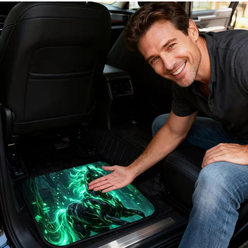 4-Piece Neon Green Horse Print Car Floor Mats – Universal Fit Car Floor Mats HIP