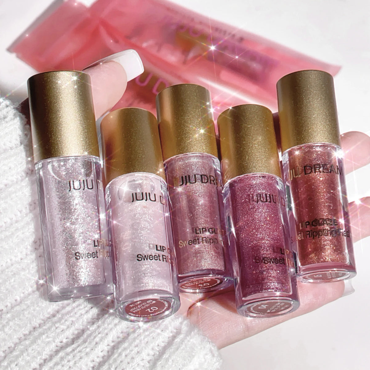 JUJU Dream Mirror Lip Gloss – Sparkling Clear Hydrating Glaze Lip Gloss HIP