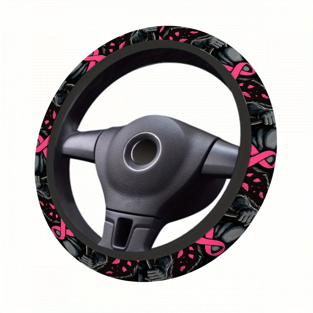 Pink Ribbon Steering Wheel Cover – Car Protector for Men & Women Steering Wheel Cover HIP