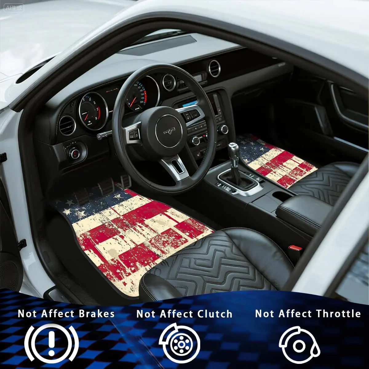 American Flag Car Floor Mats Set of 4 – Non-Slip Auto Carpets Auto Floor Mats HIP