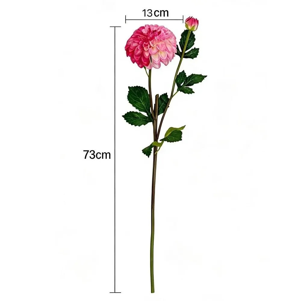 Silk Artificial Dahlia Flowers 2-Head Pink Faux Floral Stem Artificial Silk Flowers HIP