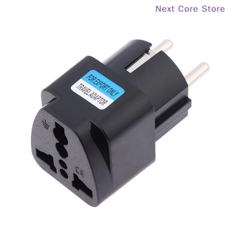 2-in-1 Universal Travel Plug Adapter Type E/F – EU Black Travel Plug Adapter HIP