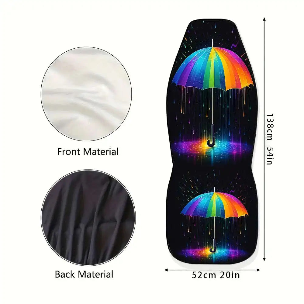Rainbow Umbrella Car Seat Covers – High Back Polyester Car Seat Covers HIP
