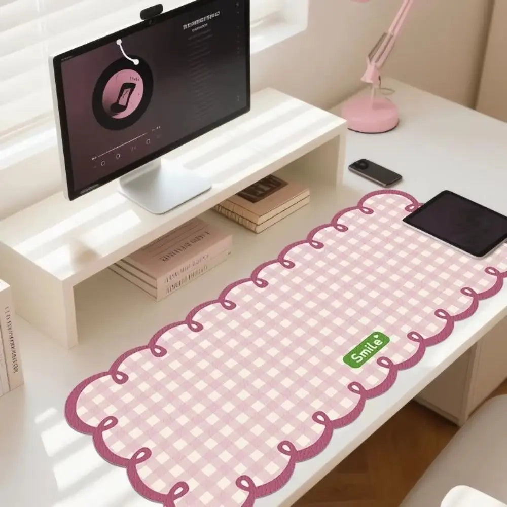 Extra Large Plaid Desk Mat Non-Slip PVC – Pink & Blue Desk Mat HIP