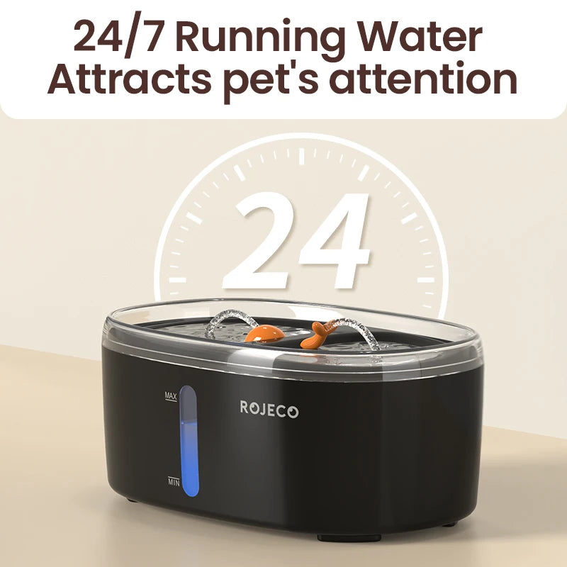 ROJECO Automatic Cat Water Fountain 2.5L Water Dispenser For Multiple Pets Smart Fountain Drinker For Pet Cat Kitten Dual Bowls HIP