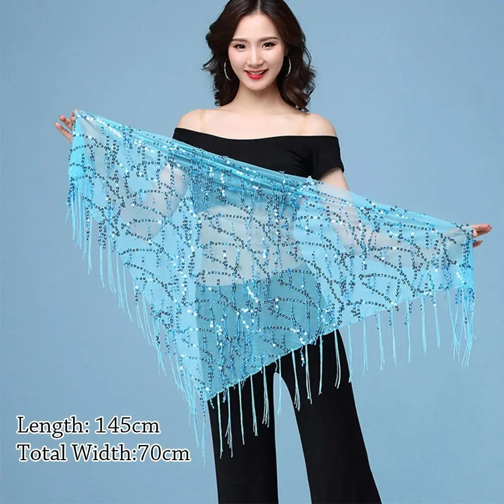Sequin Tassel Belly Dance Hip Scarf – Women's Waist Belt Dance Hip Scarf HIP