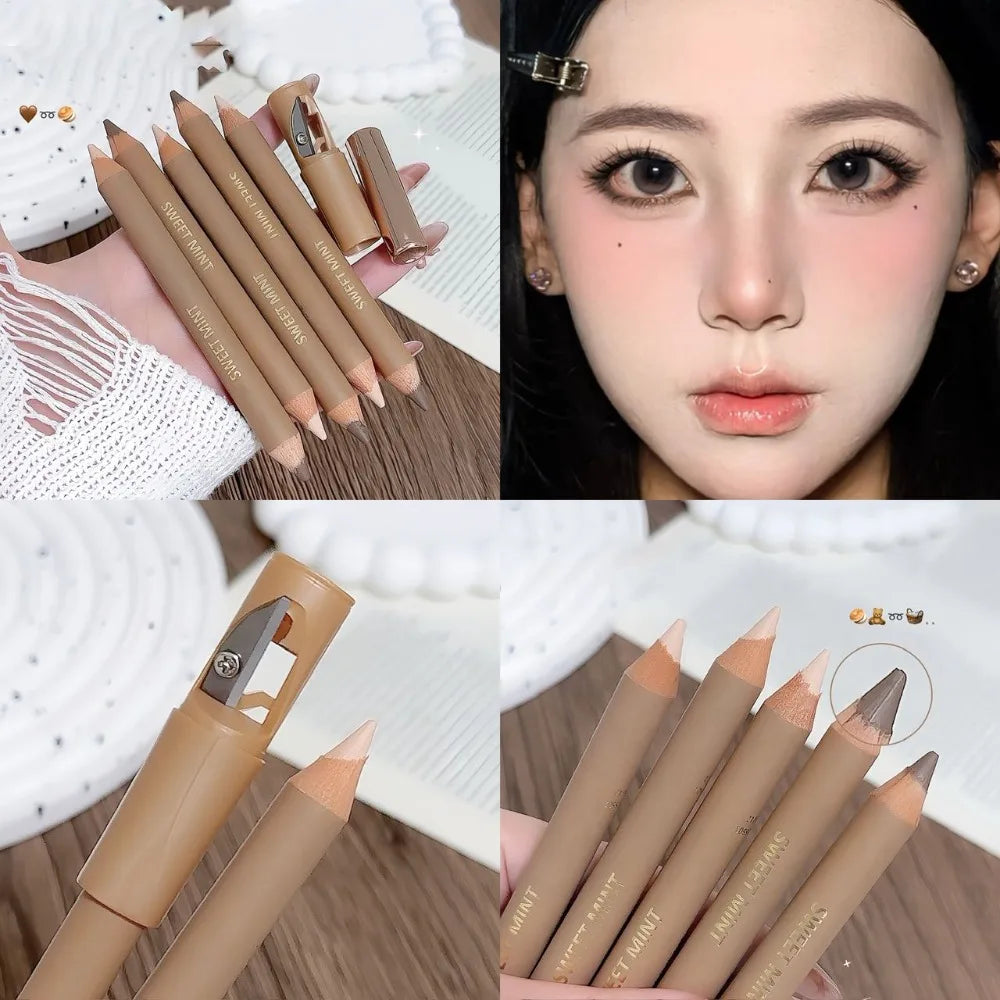 Dual-End Contour Concealer Pen With Pencil Sharpener Matte Highlighter Stick Waterproof Lasting Nose Shadow V-Shaped Face Makeup HIP