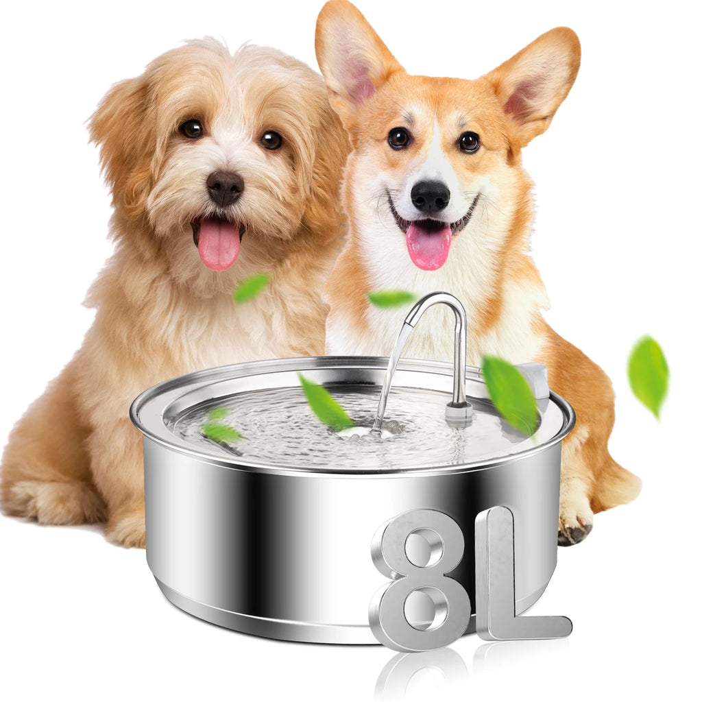 8L Large capacity stainless steel water dispenser with Sensor for dogs cats,Dog water fountain,Dog Cat Pet Water Feeder Bowl HIP
