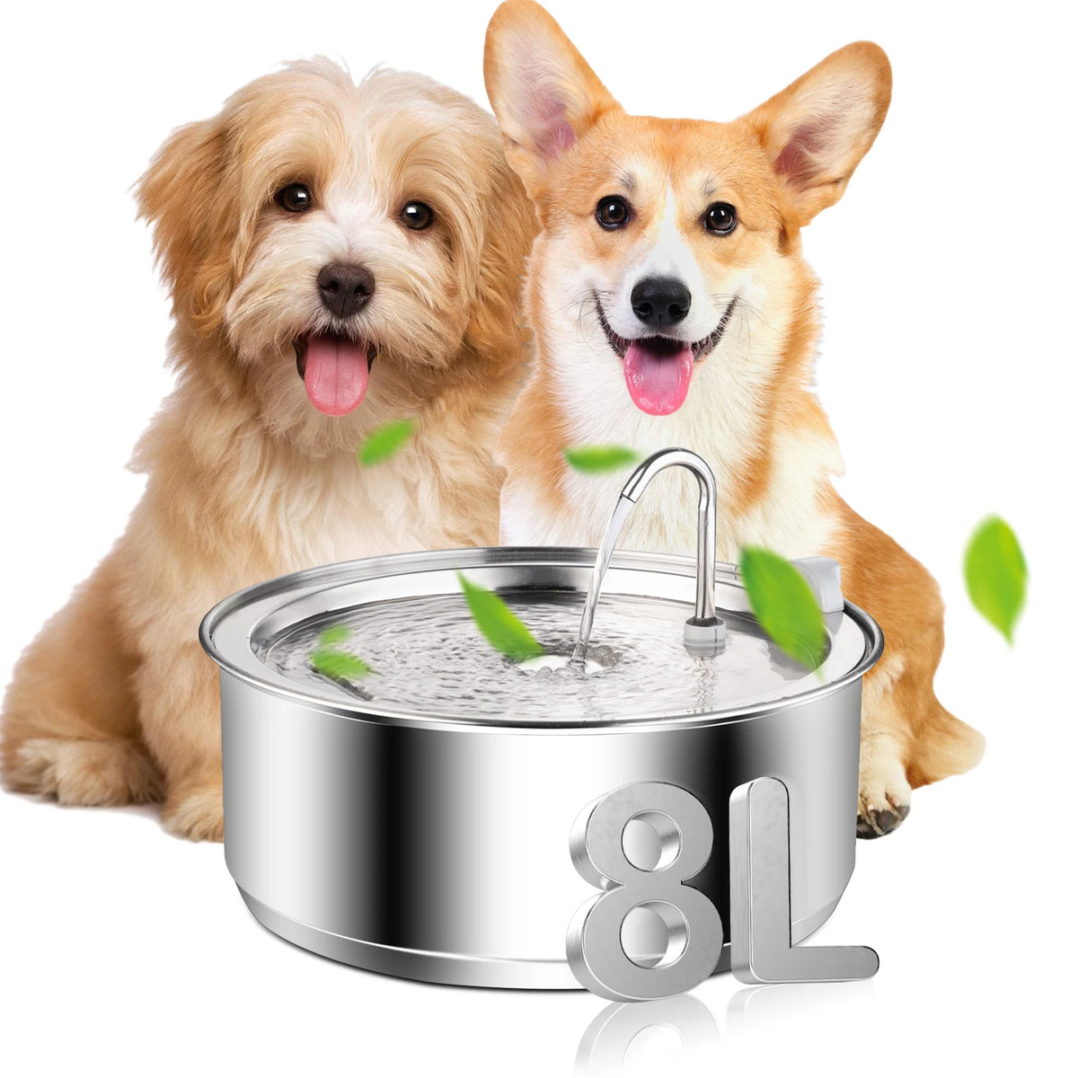 8L Large capacity stainless steel water dispenser with Sensor for dogs cats,Dog water fountain,Dog Cat Pet Water Feeder Bowl HIP