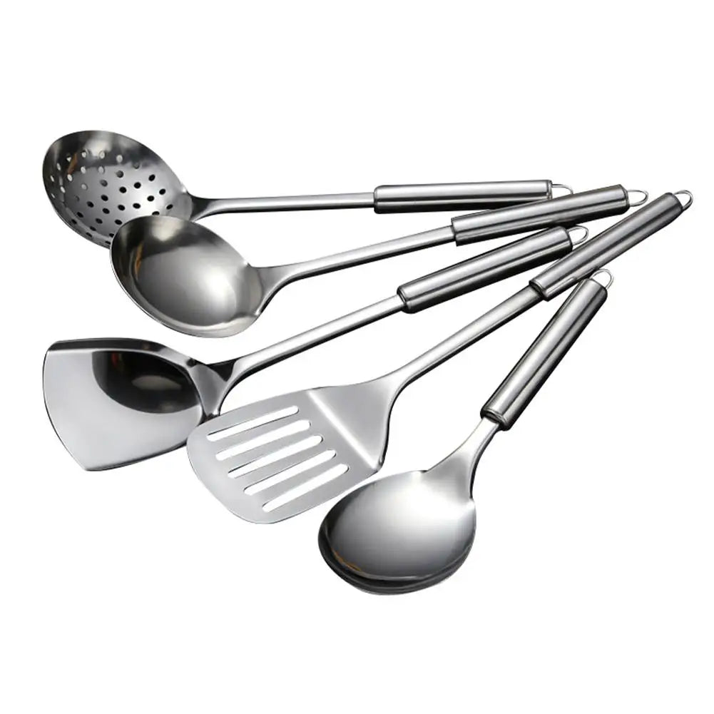 5Pcs Kitchen Cooking Utensils Set 304 Stainless Steel Practical Spatula Kitchen Utensil Set Cooking Tool Washable Spoons Utensil HIP A