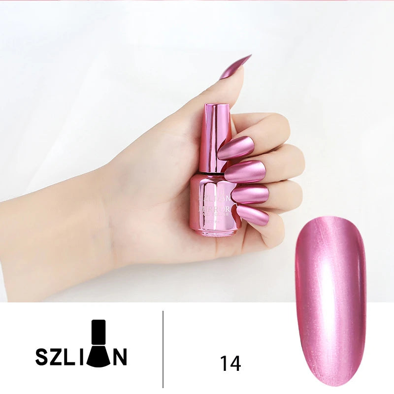 Gel Nail Polish without lamp Gel Semi-permanent Varnishes hybrid All for manicure Mirror Effect Metallic Shiny Glitter Silver HIP 14 1