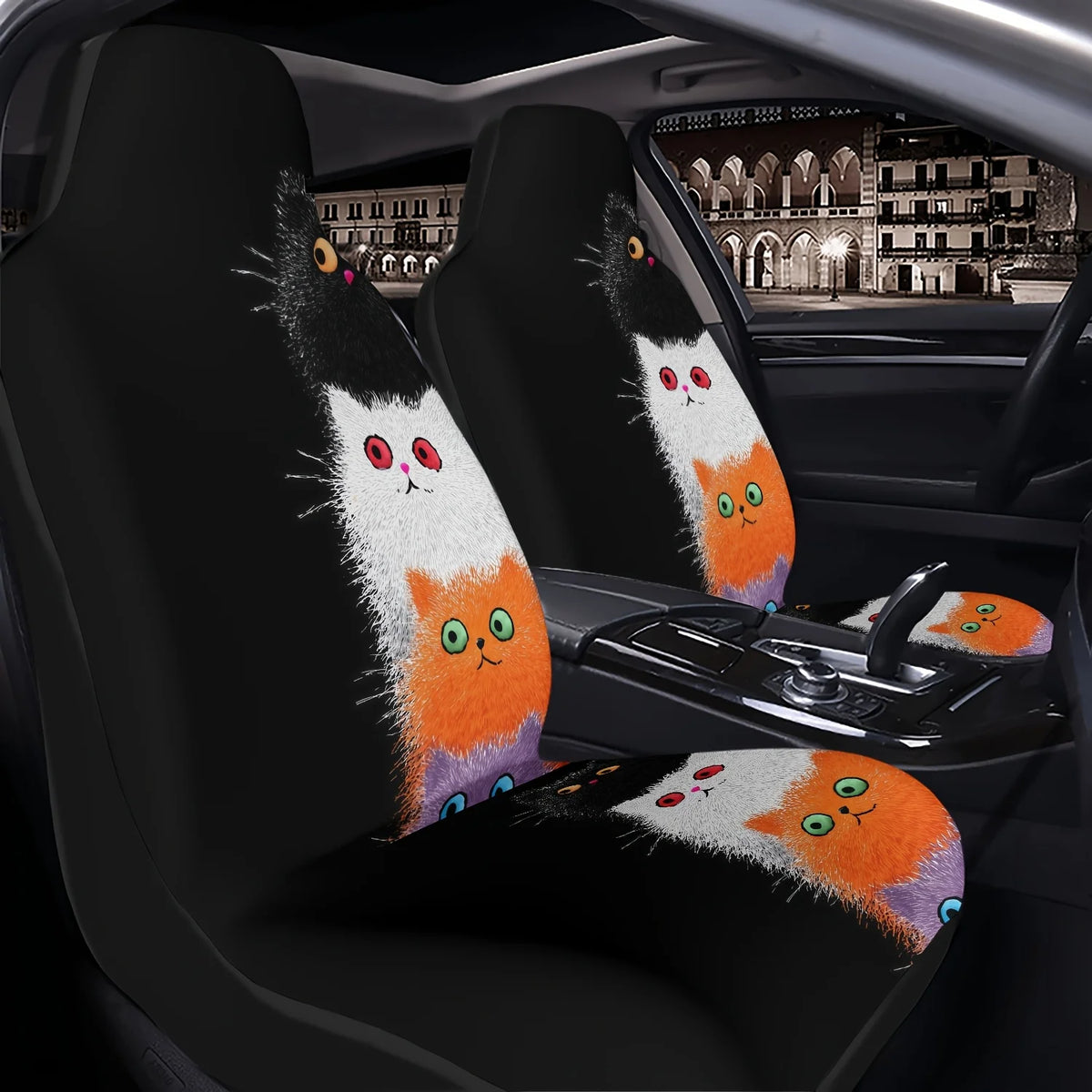 Four Cats Print Car Seat Cover – Easy Install, All Seasons Car Seat Cover HIP