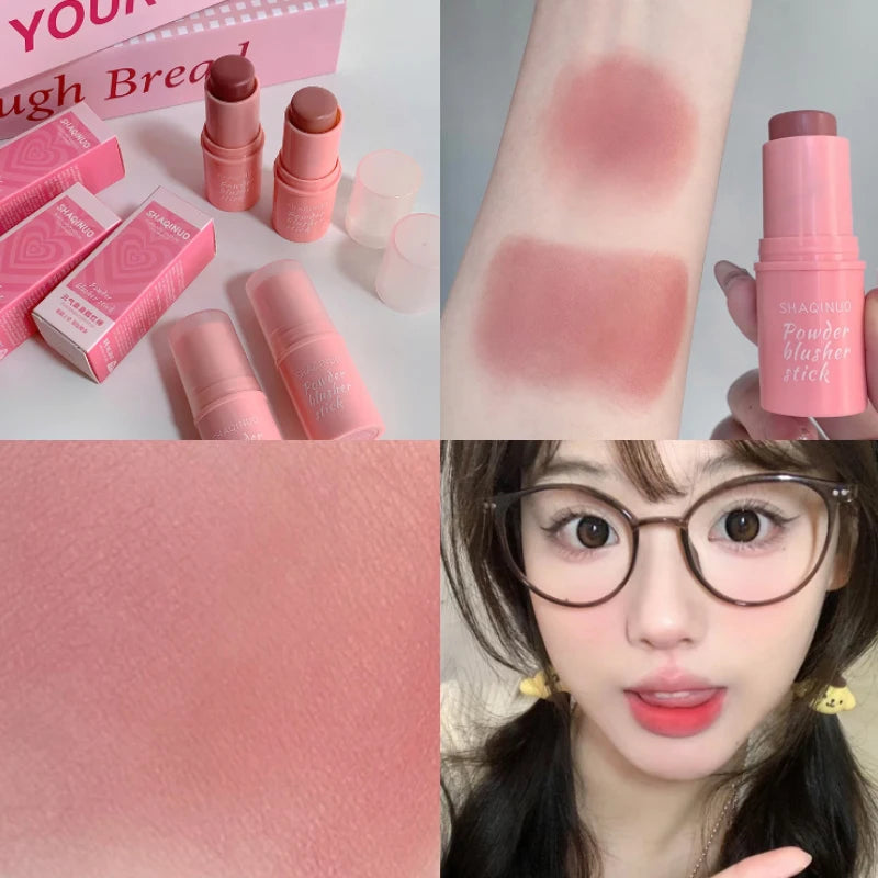 SHAQINUO Energizing Blush Stick - Natural Matte Finish, Creamy Texture, Easy to Blend for a Youthful Glow HIP 01