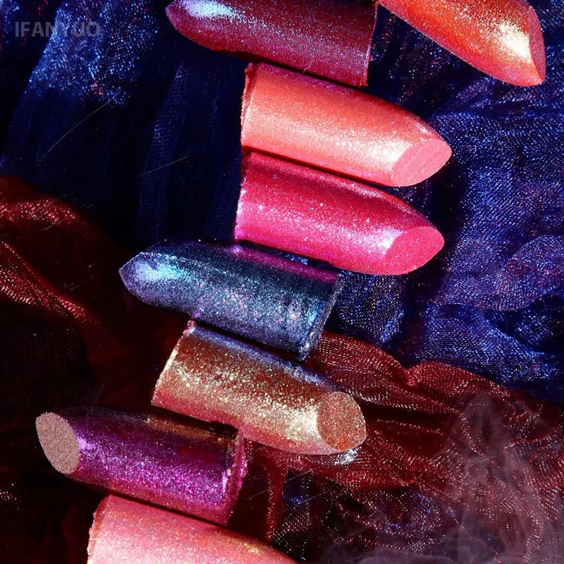15‑Color Shimmer Metallic Glitter Lip Stick Waterproof High Pigment Shiny Lip Makeup Halloween Cosplay Stage Party Look Cosmetic HIP