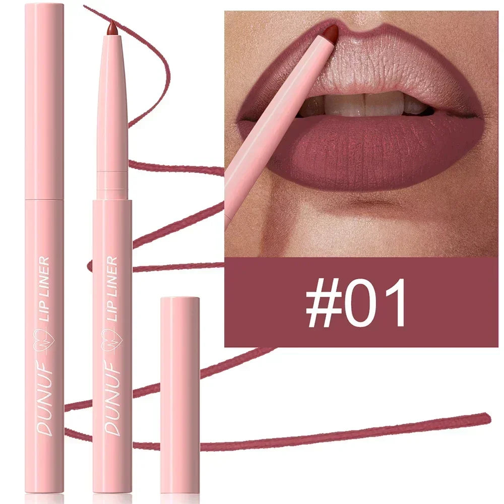 Tapered Nib Lip Liner Pencil Matte Red Brown Plumping Lip Stain Lasting Waterproof Fine Lipstick Slim Lip Outline Contour Makeup HIP 01
