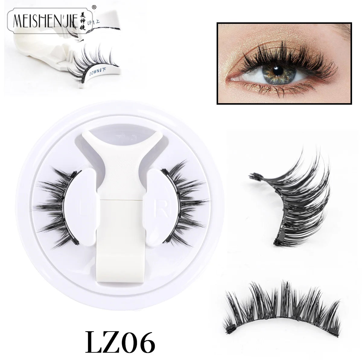 MEISHENJIE 1 Pair Magnetic Eyelashes Set Natural Mink Lashes Handmade Reusable Magnetic Eyelash Tweezers Kit Lash Makeup HIP LZ06