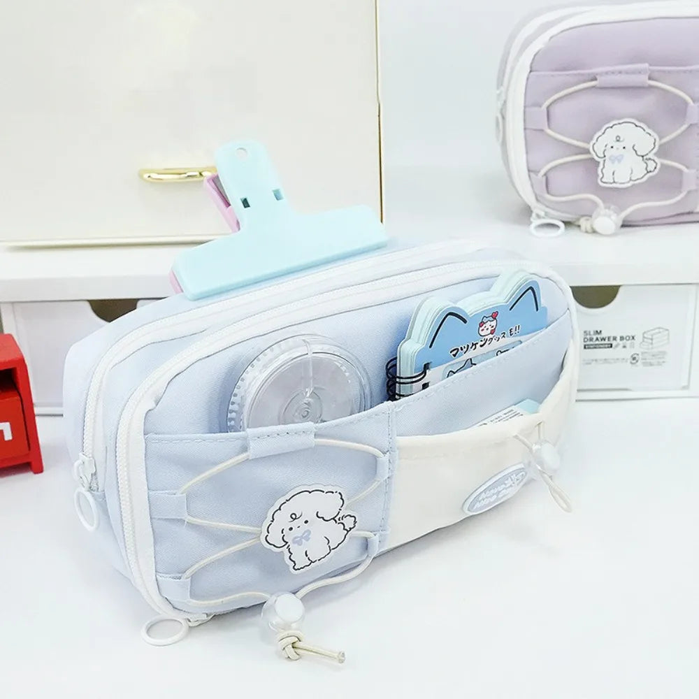 Drawstring Canvas Pencil Case – Large Capacity Pen Bag Canvas Pencil Case HIP Blue