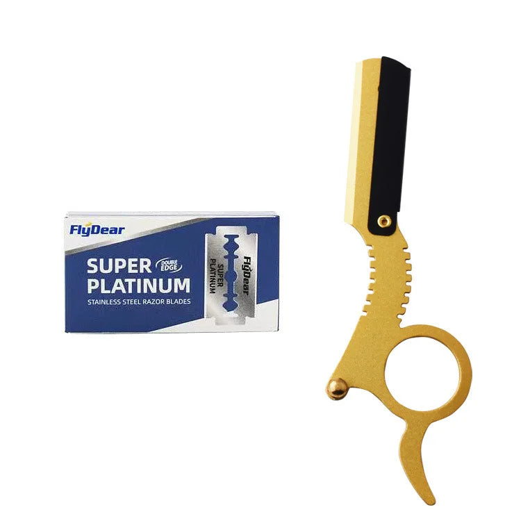 Stainless Steel Thumb Razor – Bald Head & Eyebrow Shaping Manual Thumb Razor HIP C619-1yellow 10blade