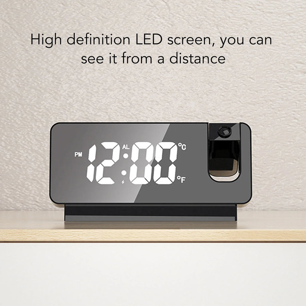 Projection Alarm Clock 180 Degree Wide Angle Projectable Clock USB Power Supply Flexible LED Screen Time Management for Home HIP