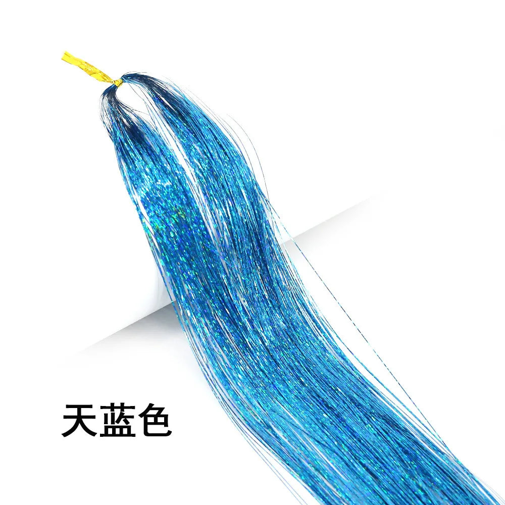 Shiny Sparkle Hair Tinsel Kit Rainbow Women Colorful Glitter Bling Hair Extension Twinkle Hair Dazzles Accessories for Braiding HIP 9