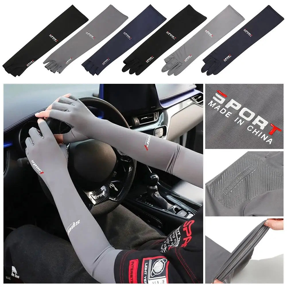 Five-Finger Ice Silk Arm Sleeves – UV Sun Protection Sport UV Arm Sleeves HIP