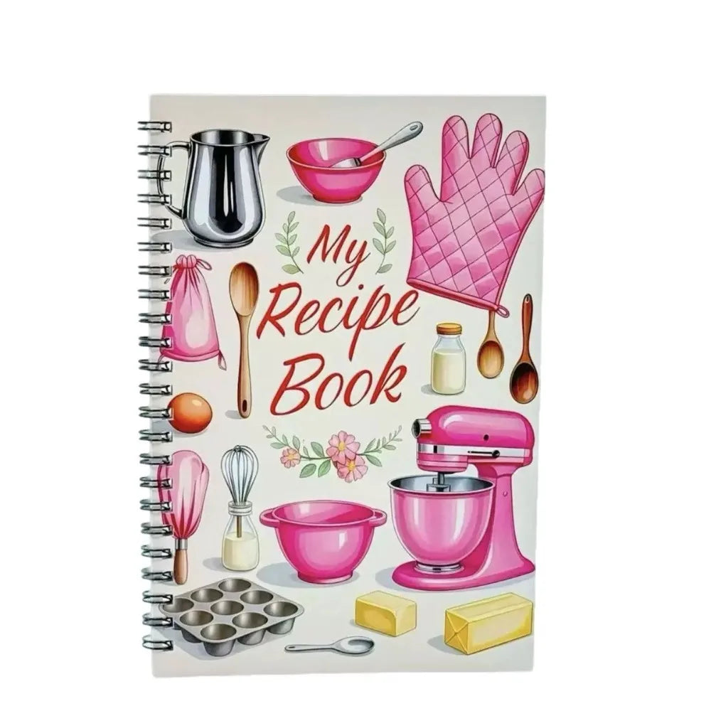 Cartoon Recipe Notebook Spiral Hardcover Meal Planner Recipe Notebook HIP WHITE