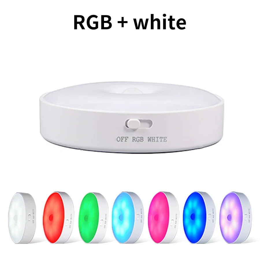 Rechargeable RGB Night Lamp Motion Sensor LED Night Light For Kitchen Closet Staircase Wardrobe Backlight Wireless Cabinet Light HIP RGB white