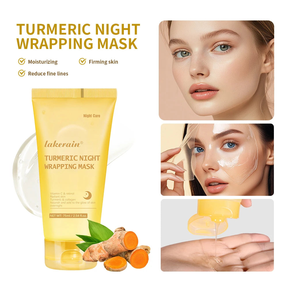Kojic Acid Turmeric Overnight Wrapping Peel Off Mask Nourishes Hydrolyzed Collagen Glowing Skin Skin Firmnes Korean Skincare HIP
