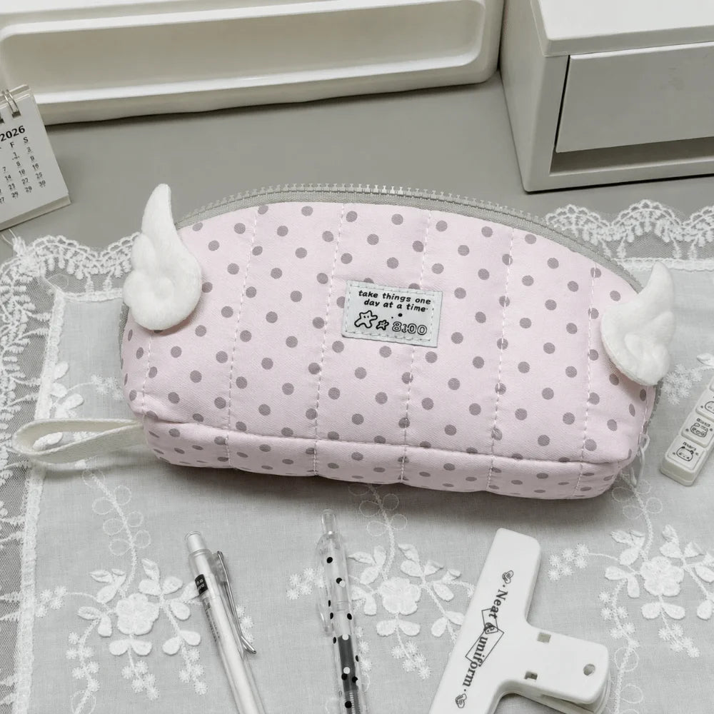 Polka Dot Shell Pencil Case – Large Capacity Multi-Layer Pouch Pencil Case Pouch HIP