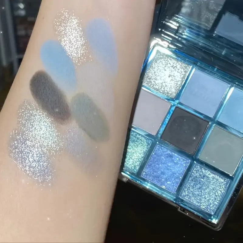 JUJU Dream Shimmer Glitter Eyeshadow Palette – Ice Blue Pigment Eyeshadow Palette HIP