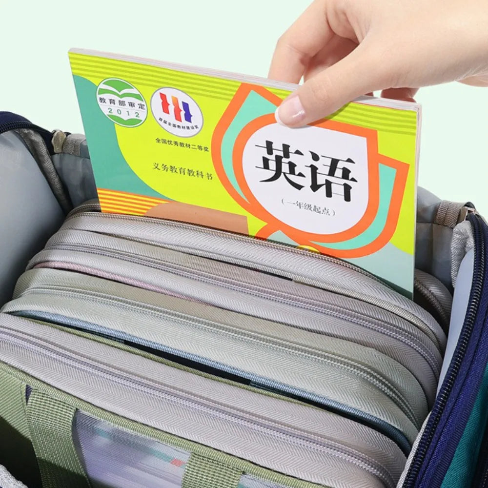 Large Nylon Mesh Tutoring Bag – Multi-Layer Zipper Pouch Student Organizer Bag HIP