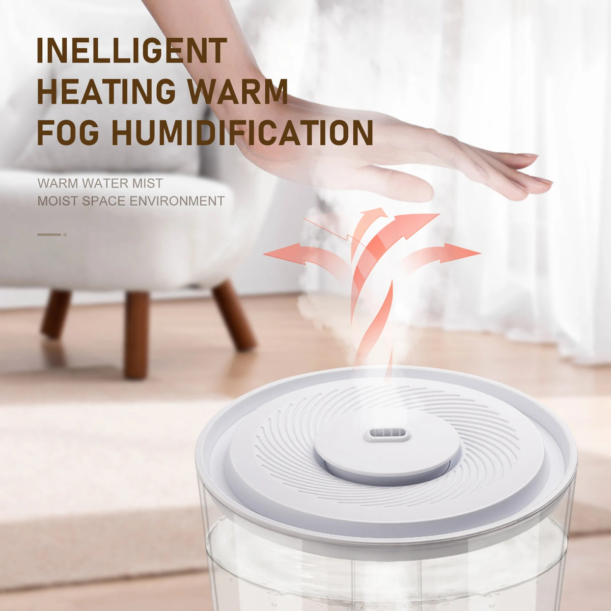 Bedroom Humidifier Large Humidifier Warm Cool Mist Humidifier 6L Large Capacity Quiet Bedroom Air Humidifier for Home Room White HIP