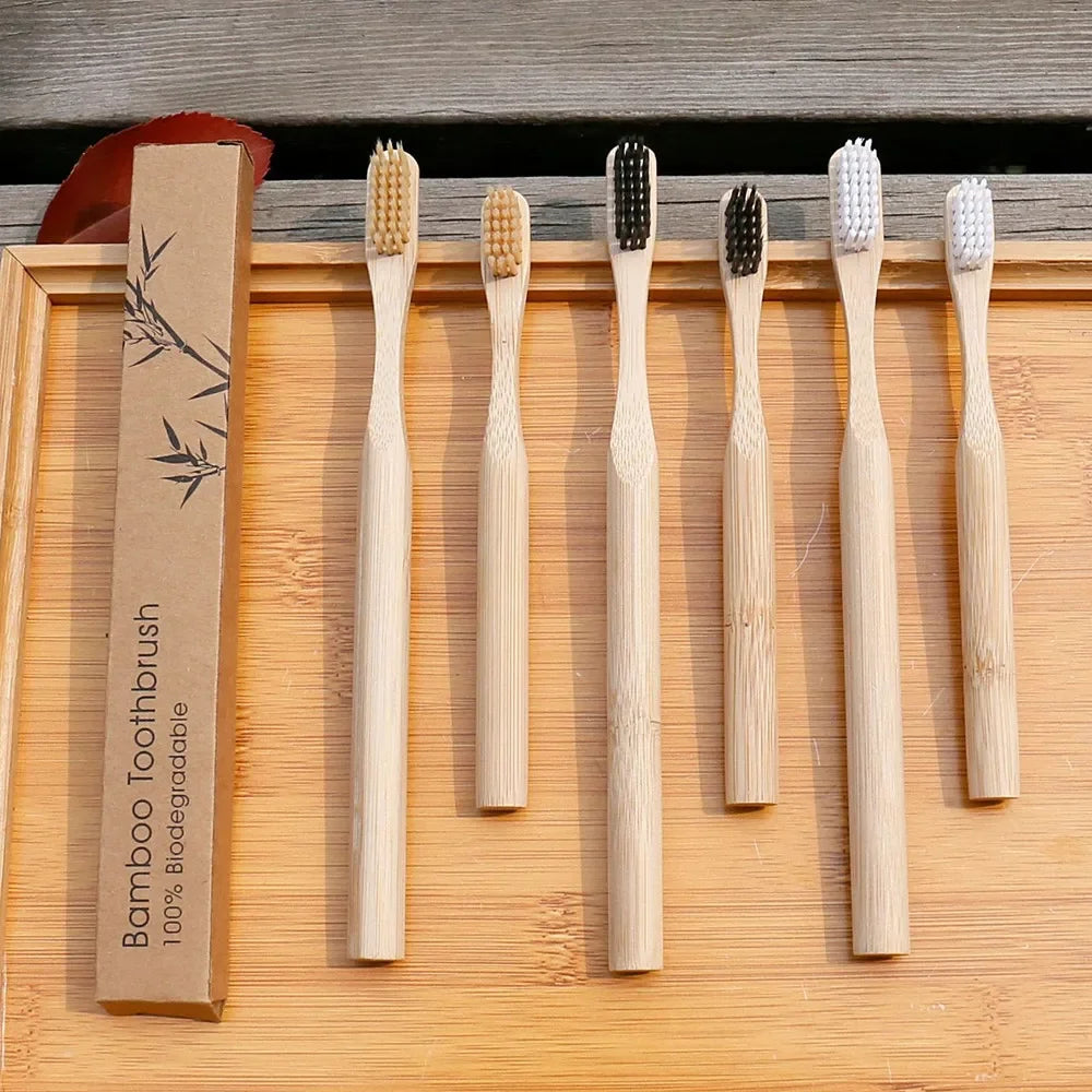 Bamboo Charcoal Toothbrush Zero Waste Travel Toothbrush Eco Friendly Bristle Toothbrush Natural Biodegradable Wooden Toothbrushe HIP