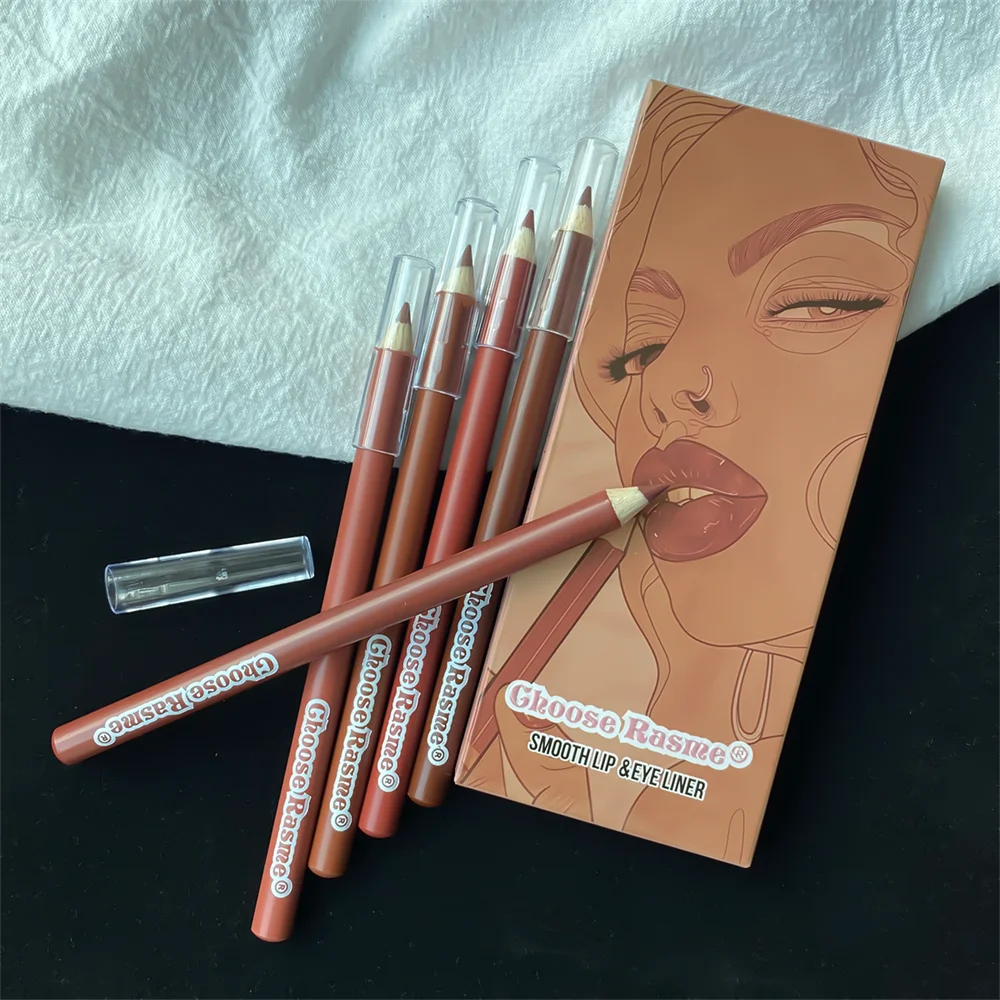 6pcs Lip Liner Pen 6 Colors Waterproof And Sweat-proof Not Easy To Fade Non-stick Cup Nude Lipstick Pencil Set Lasting Makeup HIP