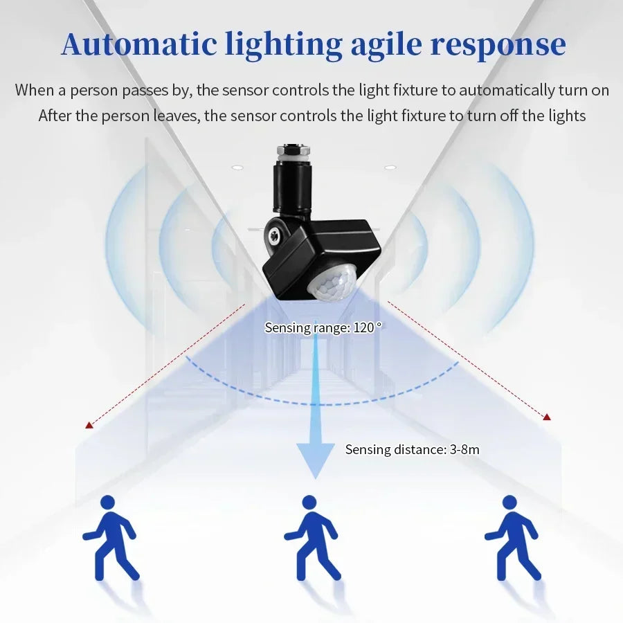 LED Motion Sensor Automatic PIR Infrared Detector Adjustable Delay Time Light Switch Rotating For Stairs Corridor AC 220V 110V HIP